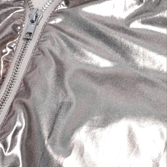 ASOS Metallic Rose Gold Oversized  Sherpa Lined Rain Jacket Size 0 - Picture 7 of 10